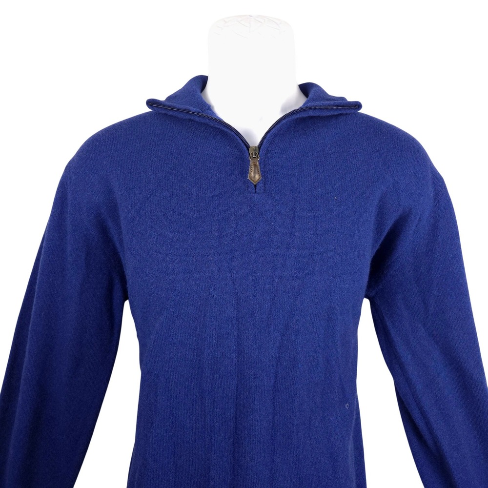 Onward Reserve Label Cashmere Wool Quarter Zip Sweater Mens Medium Blue Italy